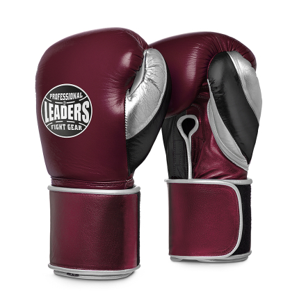 Перчатки боксерские LEADERS LEAD Series Long Velcro  RD/BK/SIL