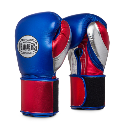 Перчатки боксерские LEADERS LEAD Series Long Velcro Custom  BL/RD