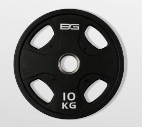 BRONZE GYM Диск олимпийский обрезиненный черный 10 кг - Чугуный диск, покрытый твердым резиновым материалом