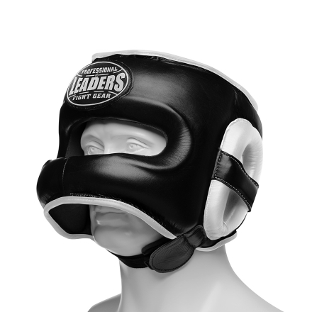 Шлем боксерский LEADERS LS с бамперной защитой BK/WH