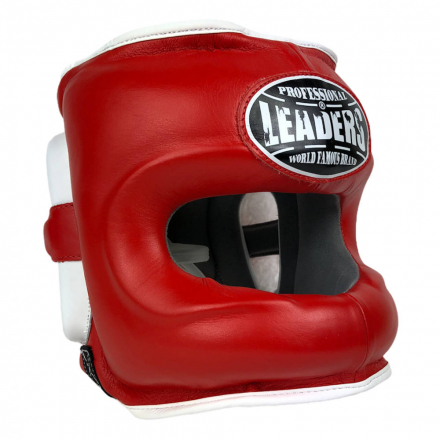 Шлем боксерский LEADERS LS с бамперной защитой RD/WH