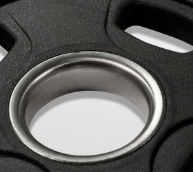 BRONZE GYM Диск олимпийский обрезиненный черный 10 кг - Втулка диска диаметром 51 мм